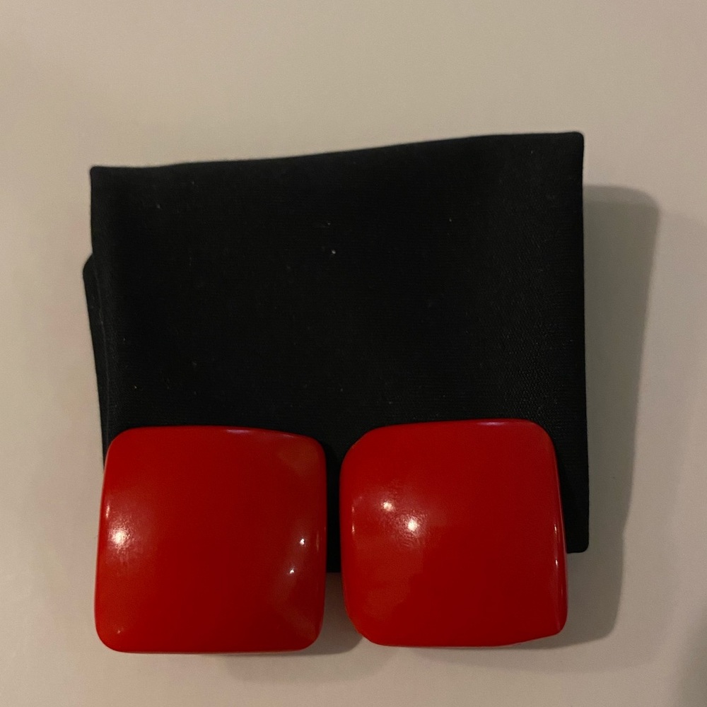 Fun red clip on earrings